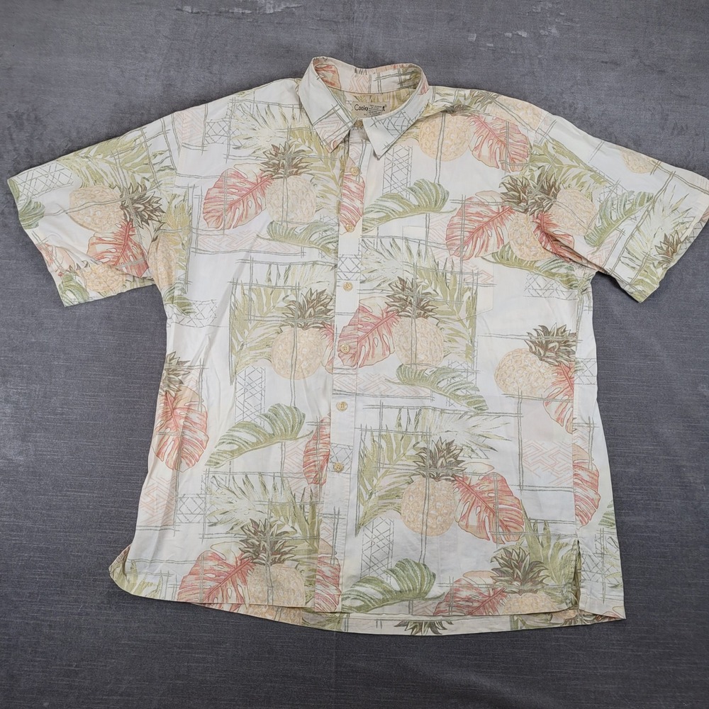 Cooke Street Honolulu Mens‎ 2XL Aloha Shirt Pineapple Palm Leaf Hawaiian